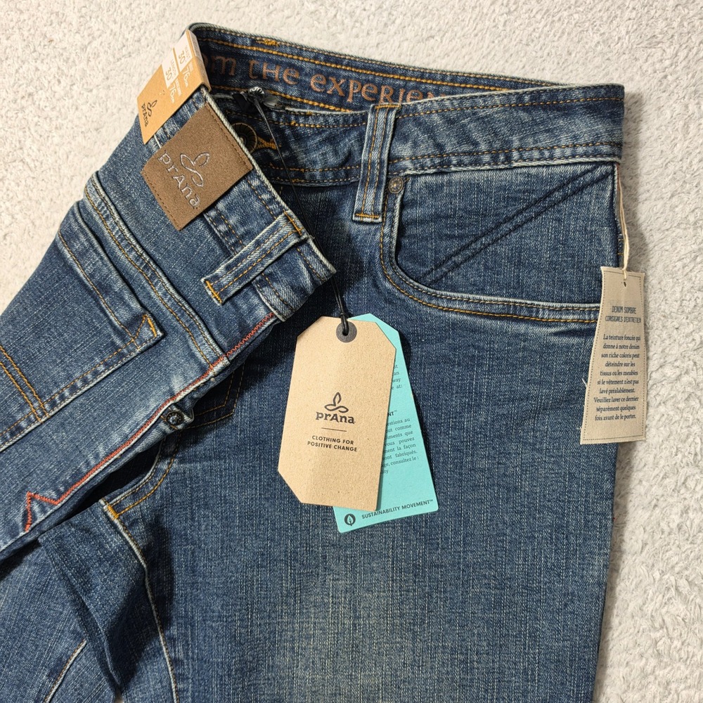 NEW!'Prana Axiom Jean Mens 30/30 Blue Antique Stone‎ Wash Stretch Straight Leg